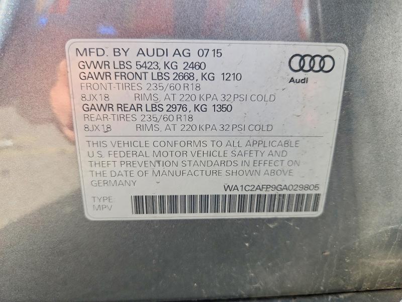 Продаж на аукціоні авто 2016 Audi Q5, vin: WA1C2AFP9GA029805, номер лоту: 54896576