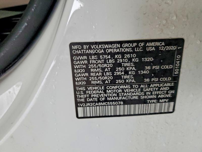 2021 Volkswagen Atlas მანქანა იყიდება აუქციონზე, vin: 1V2JR2CA8MC555078, აუქციონის ნომერი: 54323736