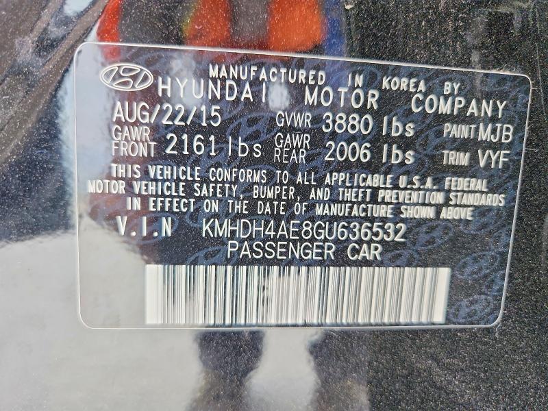 2016 Hyundai Elantra მანქანა იყიდება აუქციონზე, vin: KMHDH4AE8GU636532, აუქციონის ნომერი: 53021176