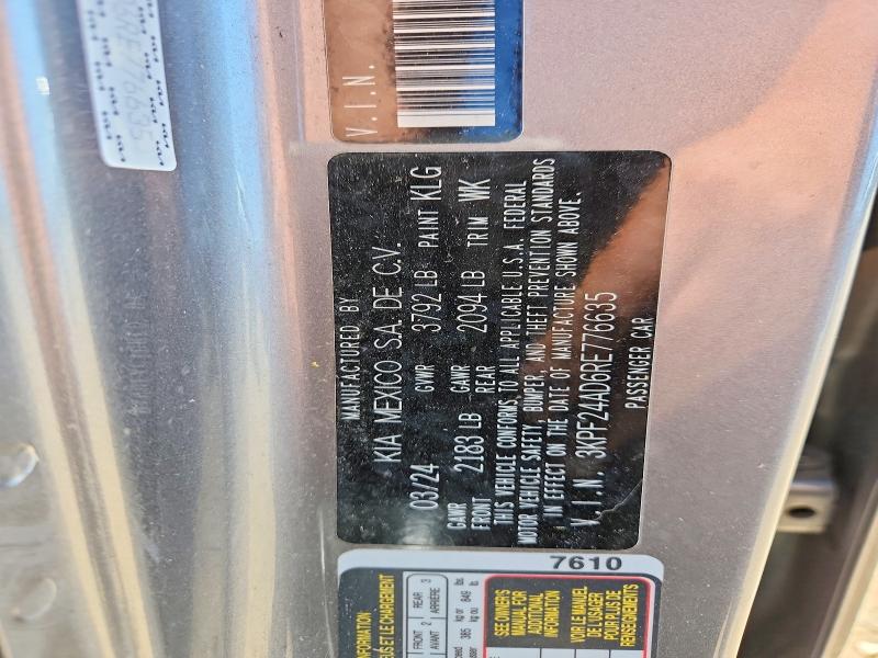 53991746 :رقم المزاد ، 3KPF24AD6RE776635 vin ، 2024 Kia Forte مزاد بيع