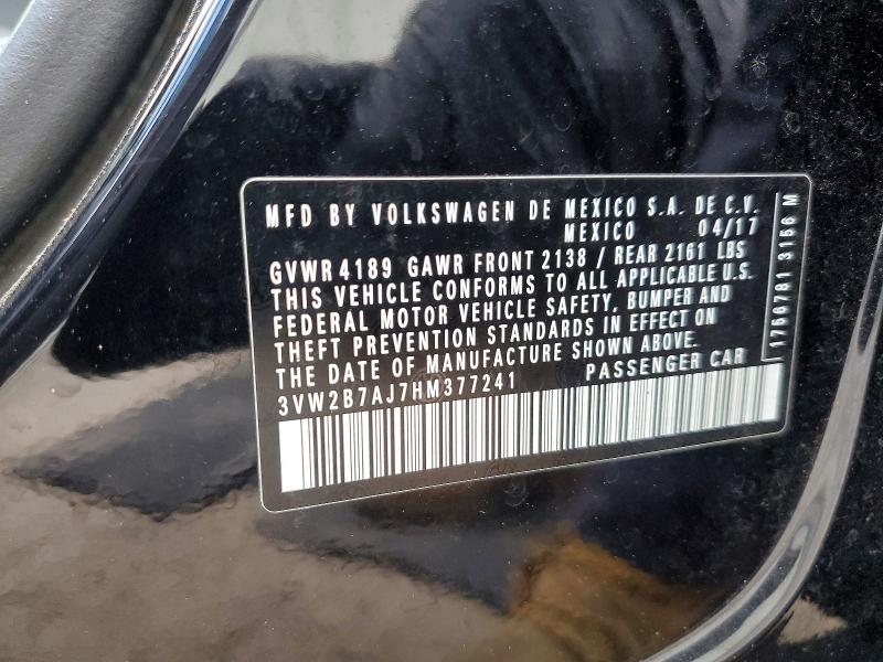 53143016 :رقم المزاد ، 3VW2B7AJ7HM377241 vin ، 2017 Volkswagen Jetta مزاد بيع