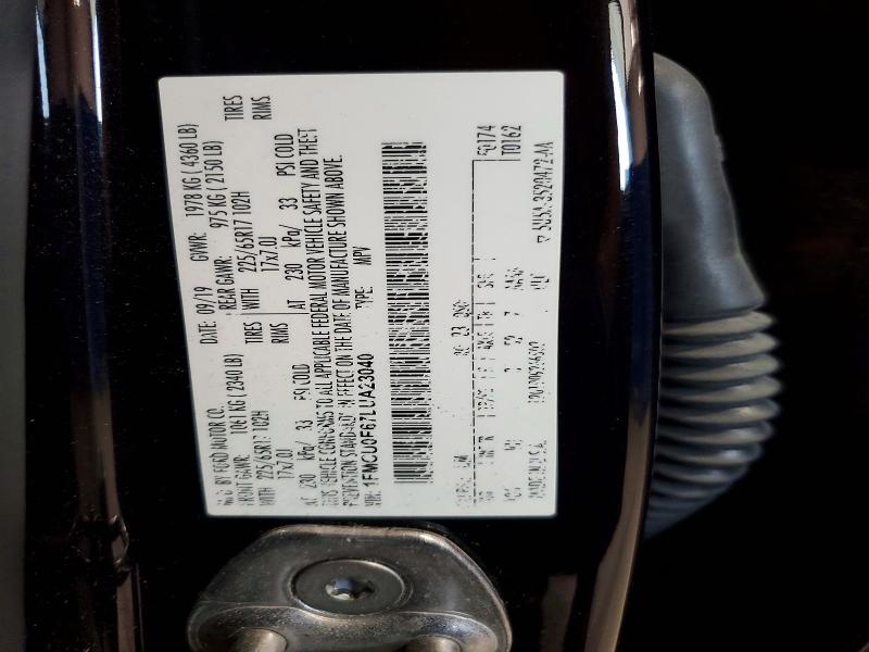 2020 Ford Escape მანქანა იყიდება აუქციონზე, vin: 1FMCU0F67LUA23040, აუქციონის ნომერი: 52135386