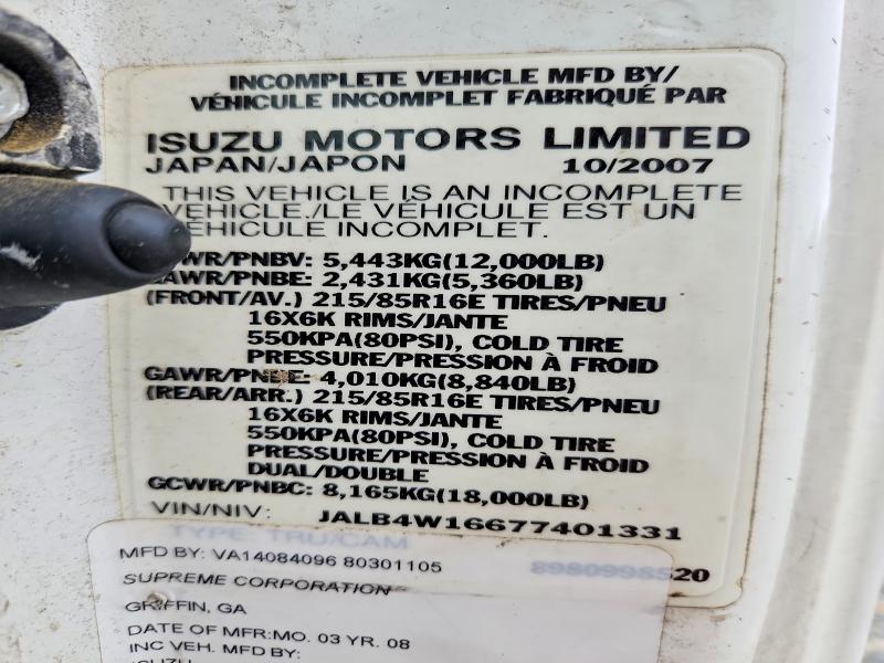 Продажа на аукционе авто 2007 Isuzu Npr, vin: JALB4W16677401331, номер лота: 48779296