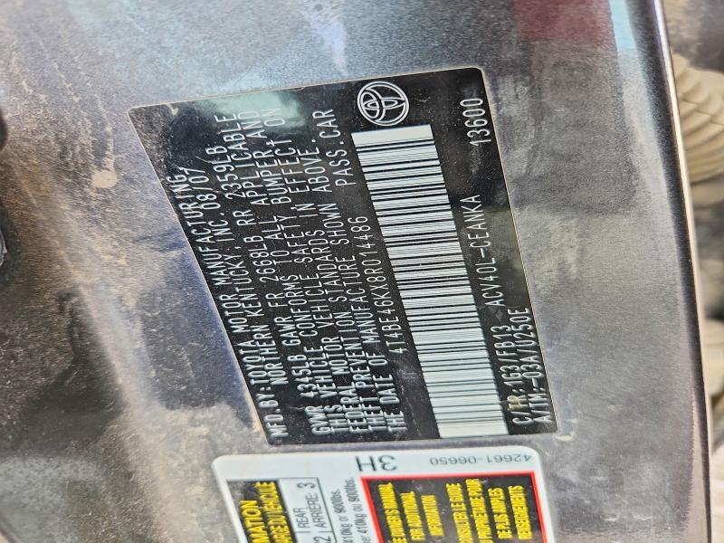 2008 Toyota Camry მანქანა იყიდება აუქციონზე, vin: 4T4BE46KX8R014486, აუქციონის ნომერი: 52056696