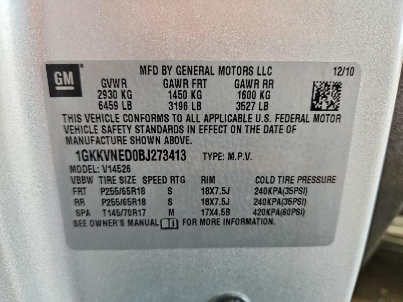 Продажа на аукционе авто 2011 Gmc Acadia, vin: 1GKKVNED0BJ273413, номер лота: 53762406