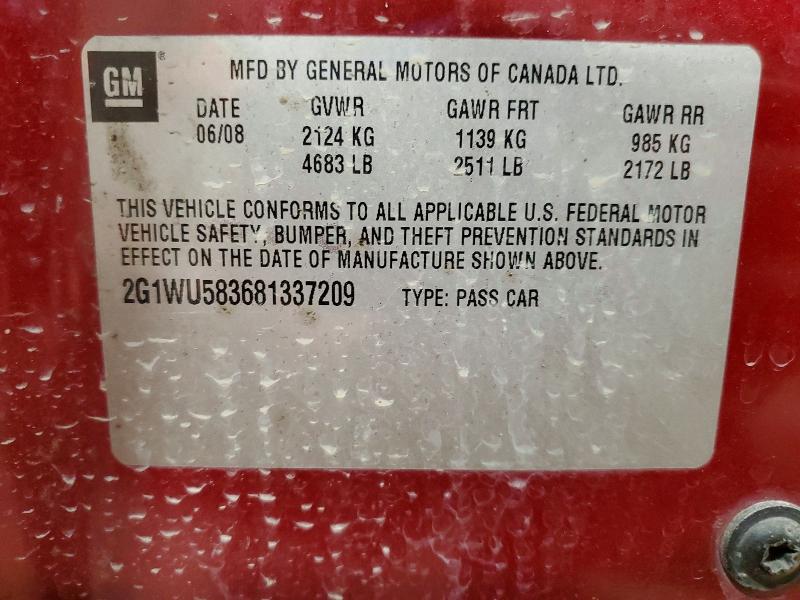 Продажа на аукционе авто 2008 Chevrolet Impala, vin: 2G1WU583681337209, номер лота: 54710336