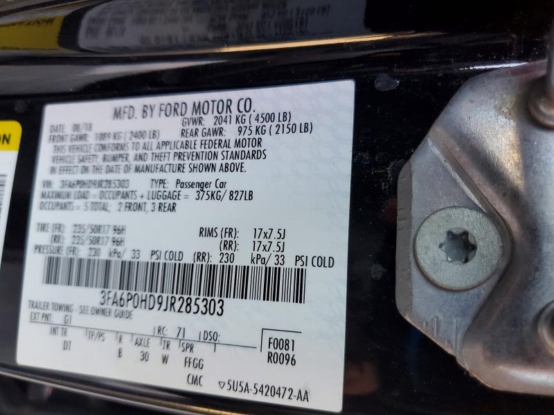 2018 Ford Fusion მანქანა იყიდება აუქციონზე, vin: 3FA6P0HD9JR285303, აუქციონის ნომერი: 53941336