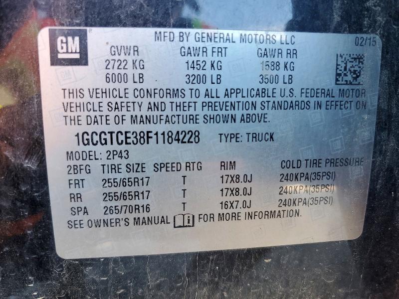 Aukcja sprzedaży 2015 Chevrolet Colorado, vin: 1GCGTCE38F1184228, numer aukcji: 52009146