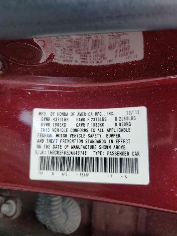 Продаж на аукціоні авто 2013 Honda Accord, vin: 1HGCR2F82DA049746, номер лоту: 52924476
