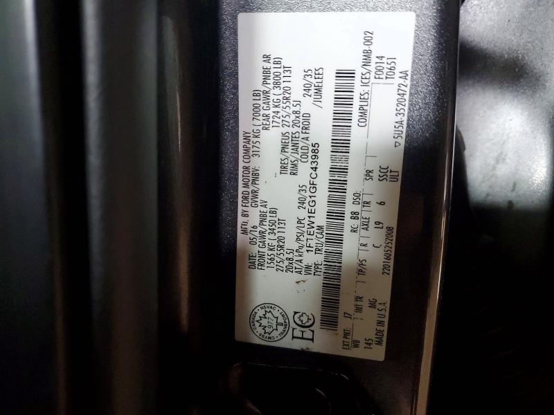 Продажа на аукционе авто 2016 Ford F150, vin: 1FTEW1EG1GFC43985, номер лота: 54621776