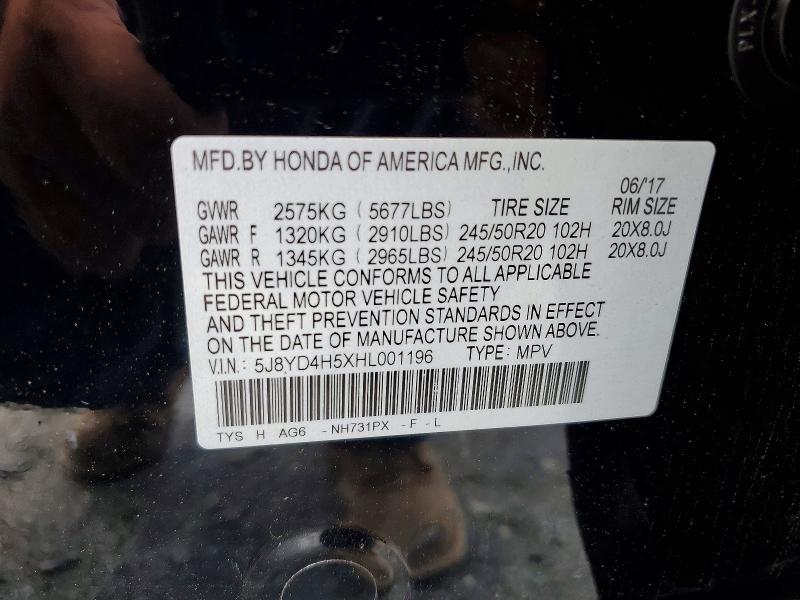 Aukcja sprzedaży 2017 Acura Mdx, vin: 5J8YD4H5XHL001196, numer aukcji: 52816156