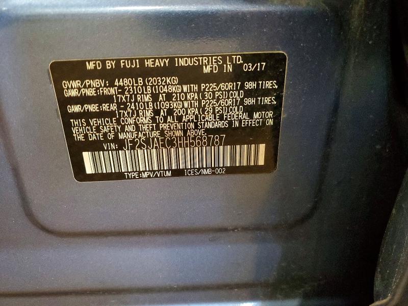 Продаж на аукціоні авто 2017 Subaru Forester, vin: JF2SJAEC3HH568787, номер лоту: 52470686