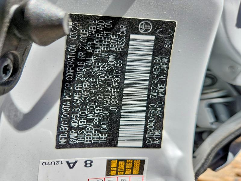 2023 Toyota Corolla Hybrid მანქანა იყიდება აუქციონზე, vin: JTDBCMFE7P3017185, აუქციონის ნომერი: 52743416