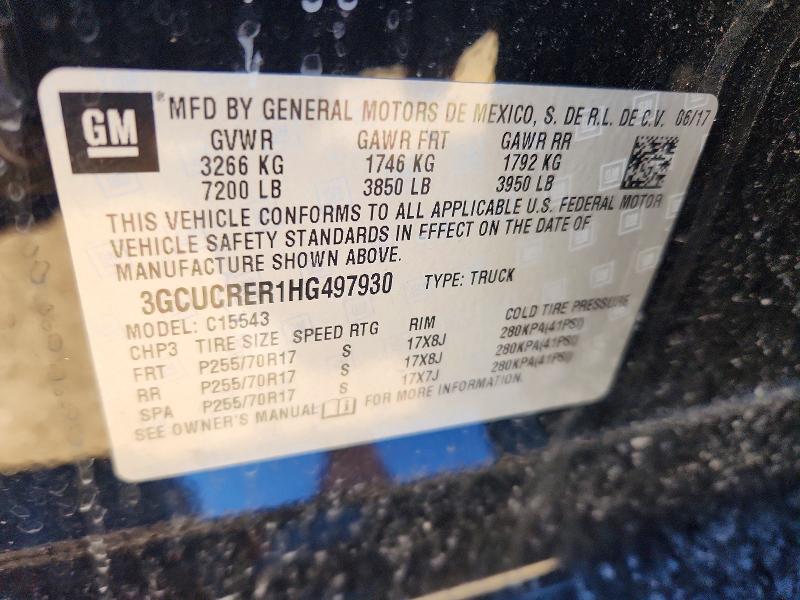 Aukcja sprzedaży 2017 Chevrolet Silverado, vin: 3GCUCRER1HG497930, numer aukcji: 52674856