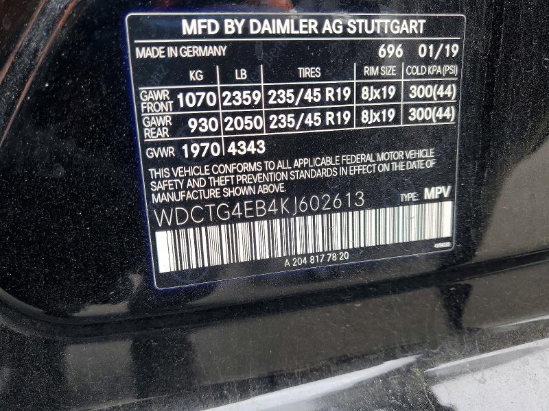 Продаж на аукціоні авто 2019 Mercedes-benz Gla, vin: WDCTG4EB4KJ602613, номер лоту: 53584706