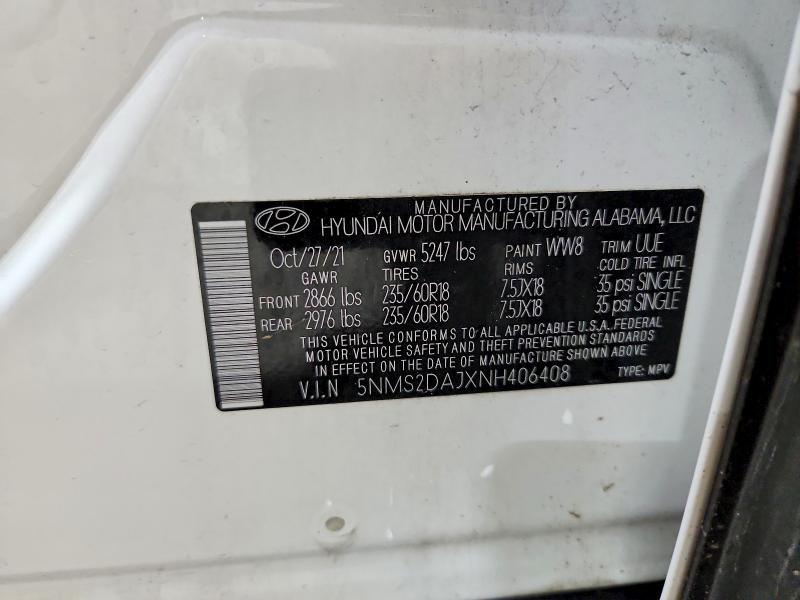 Продажа на аукционе авто 2022 Hyundai Santa Fe, vin: 5NMS2DAJXNH406408, номер лота: 52252186