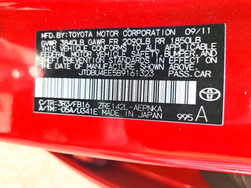 51316626 :رقم المزاد ، JTDBU4EE5B9161323 vin ، 2011 Toyota Corolla مزاد بيع