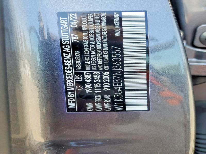 Продажа на аукционе авто 2022 Mercedes-benz A, vin: W1K3G4EB7NJ363557, номер лота: 52453466