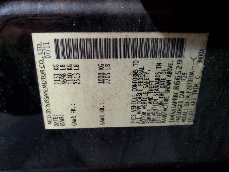 Aukcja sprzedaży 2011 Nissan Maxima, vin: 1N4AA5AP8BC866529, numer aukcji: 53061826