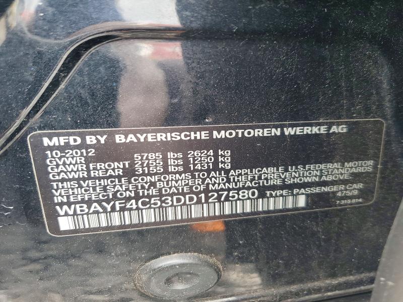 Продаж на аукціоні авто 2013 Bmw 740, vin: WBAYF4C53DD127580, номер лоту: 54617986