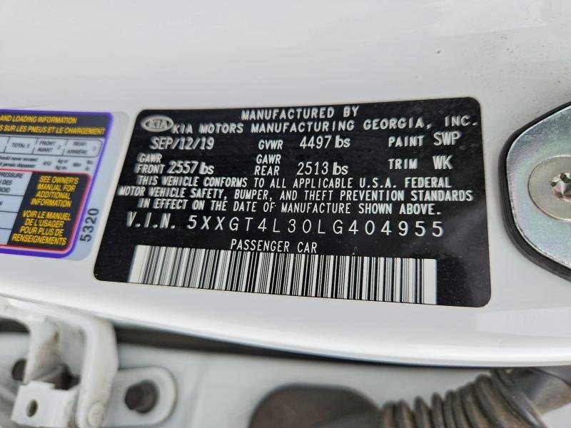 2020 Kia Optima მანქანა იყიდება აუქციონზე, vin: 5XXGT4L30LG404955, აუქციონის ნომერი: 55159246