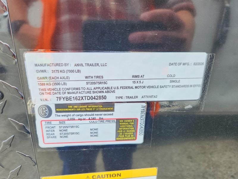 Продажа на аукционе авто 2026 Anvil Unknown, vin: 7FYBE162XTD042850, номер лота: 54860986