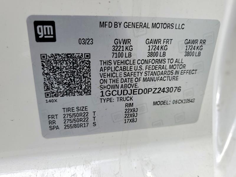 Продаж на аукціоні авто 2023 Chevrolet Silverado, vin: 1GCUDJED0PZ243076, номер лоту: 54088346
