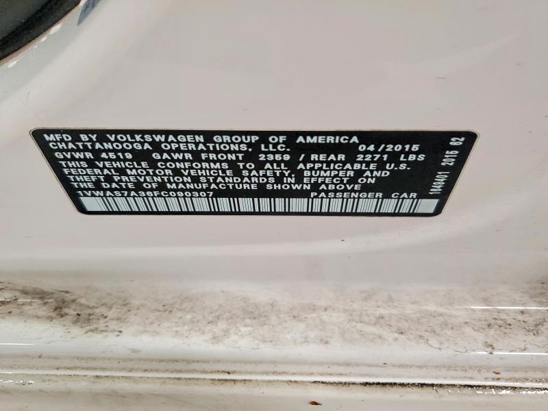 Продаж на аукціоні авто 2015 Volkswagen Passat, vin: 1VWAS7A36FC090307, номер лоту: 52954356