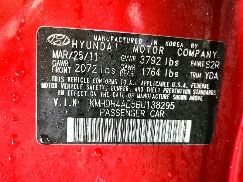 Продаж на аукціоні авто 2011 Hyundai Elantra, vin: KMHDH4AE5BU138295, номер лоту: 54971926