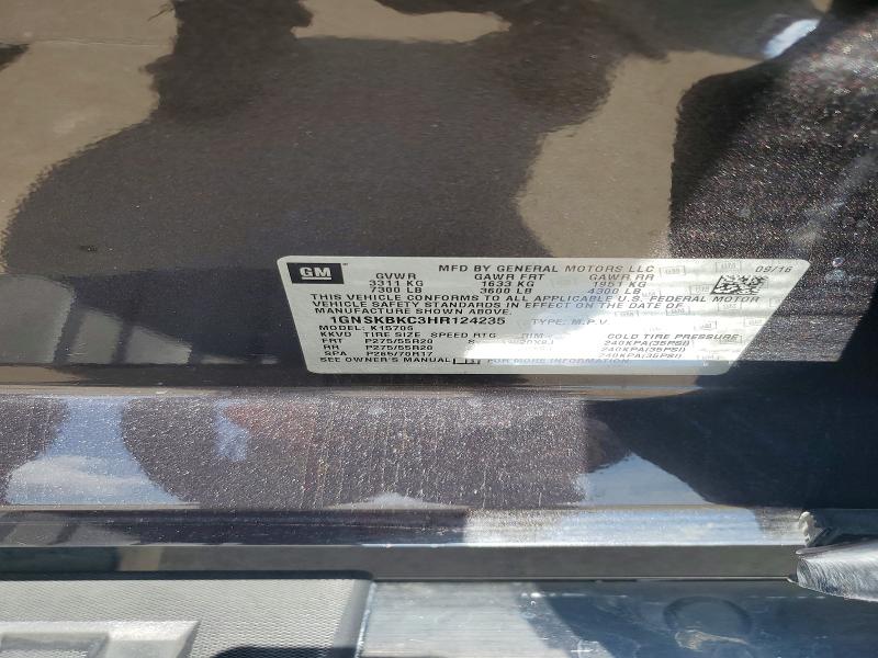Aukcja sprzedaży 2017 Chevrolet Tahoe, vin: 1GNSKBKC3HR124235, numer aukcji: 54715646