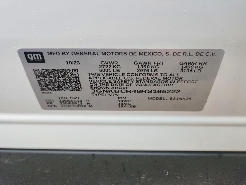 52136526 :رقم المزاد ، 3GNKBCR48RS165222 vin ، 2024 Chevrolet Blazer مزاد بيع