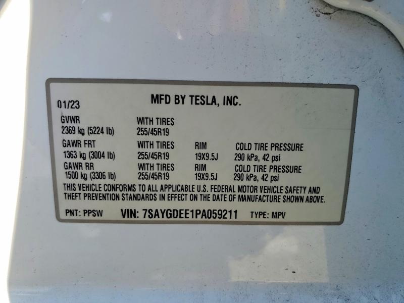 Aukcja sprzedaży 2023 Tesla Model Y, vin: 7SAYGDEE1PA059211, numer aukcji: 53075486