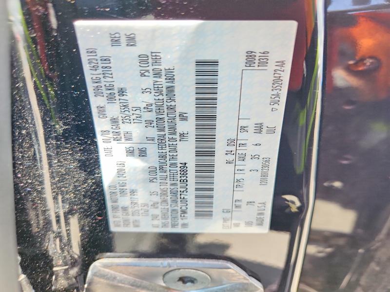 Aukcja sprzedaży 2018 Ford Escape, vin: 1FMCU0F75JUB36894, numer aukcji: 55068276