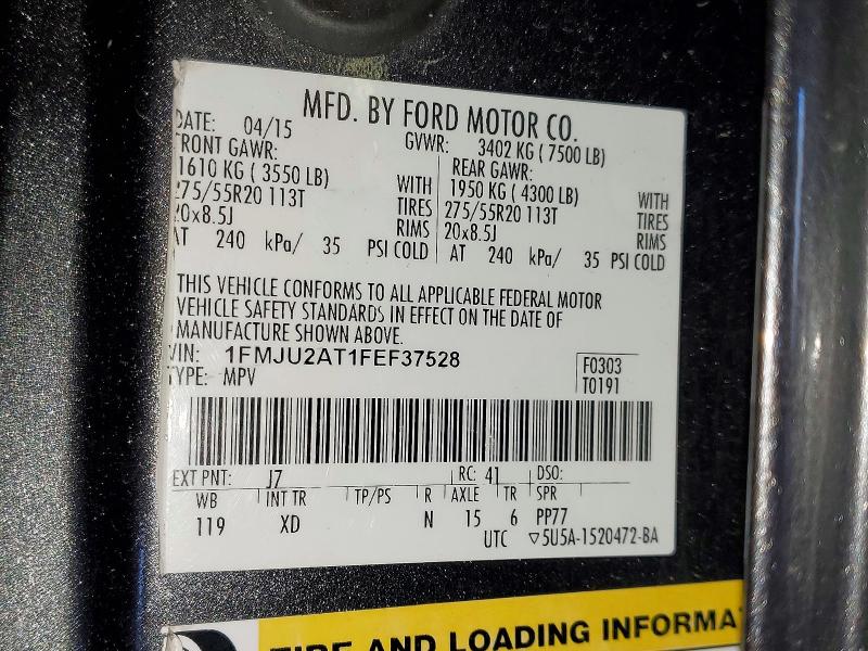 Продажа на аукционе авто 2015 Ford Expedition, vin: 1FMJU2AT1FEF37528, номер лота: 52387936