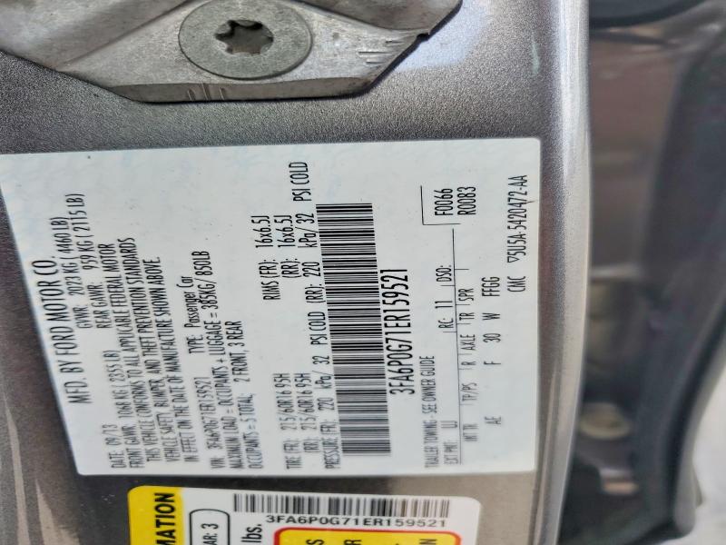 2014 Ford Fusion მანქანა იყიდება აუქციონზე, vin: 3FA6P0G71ER159521, აუქციონის ნომერი: 53650996