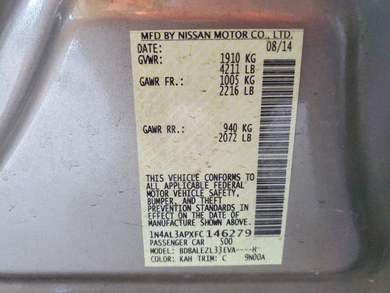 Продаж на аукціоні авто 2015 Nissan Altima, vin: 1N4AL3APXFC146279, номер лоту: 54326176