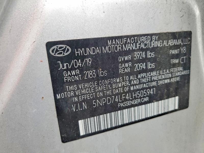 2020 Hyundai Elantra მანქანა იყიდება აუქციონზე, vin: 5NPD74LF4LH505941, აუქციონის ნომერი: 52740576