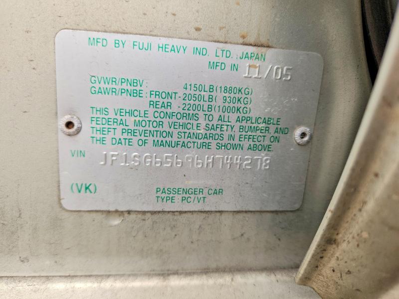 Aukcja sprzedaży 2006 Subaru Forester, vin: JF1SG65696H744278, numer aukcji: 52963606