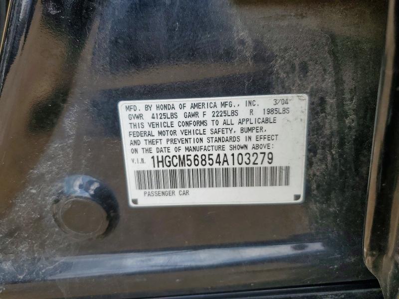 Продаж на аукціоні авто 2004 Honda Accord, vin: 1HGCM56854A103279, номер лоту: 52939106