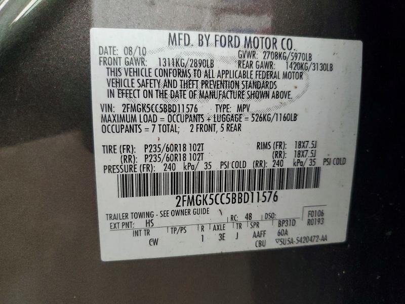 Aukcja sprzedaży 2011 Ford Flex, vin: 2FMGK5CC5BBD11576, numer aukcji: 53895146