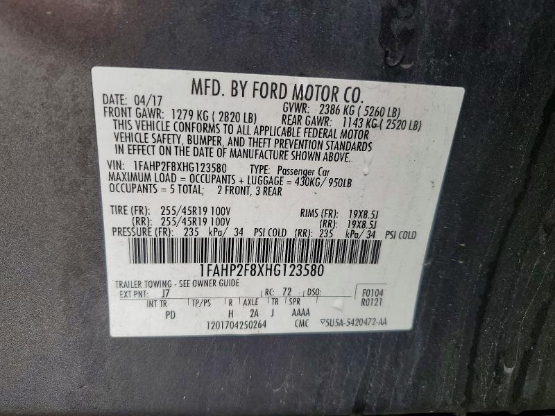 Aukcja sprzedaży 2017 Ford Taurus, vin: 1FAHP2F8XHG123580, numer aukcji: 53870316