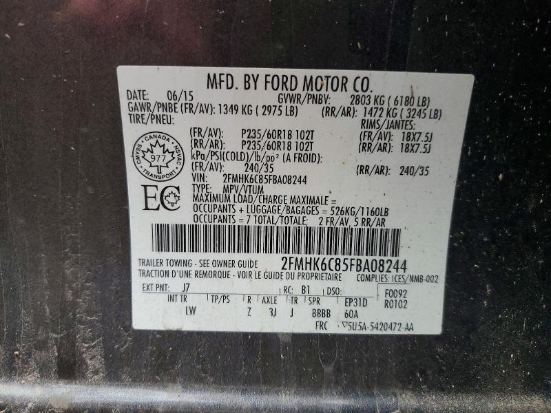 53219346 :رقم المزاد ، 2FMHK6C85FBA08244 vin ، 2015 Ford Flex مزاد بيع