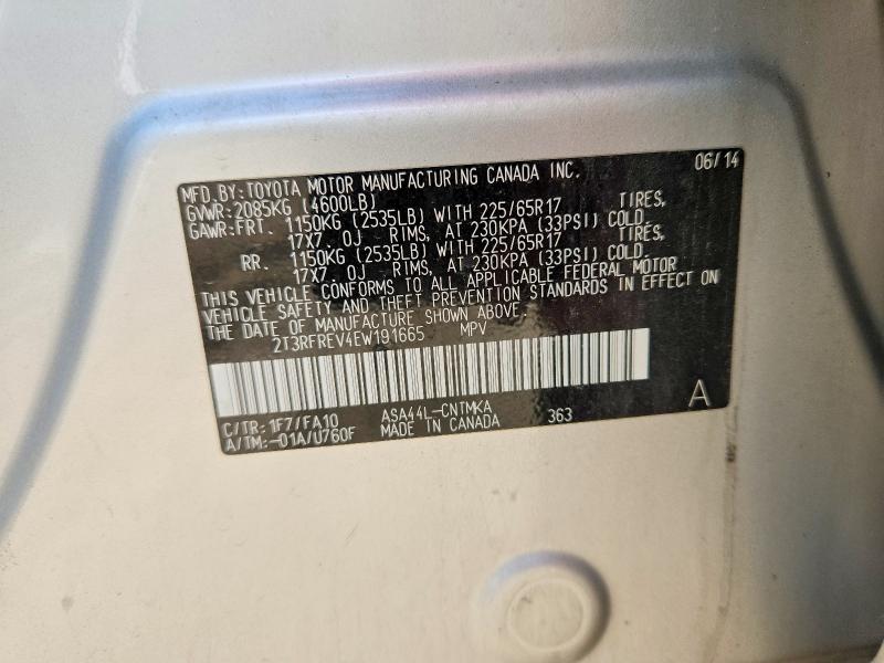 Продаж на аукціоні авто 2014 Toyota Rav4, vin: 2T3RFREV4EW191665, номер лоту: 52872636