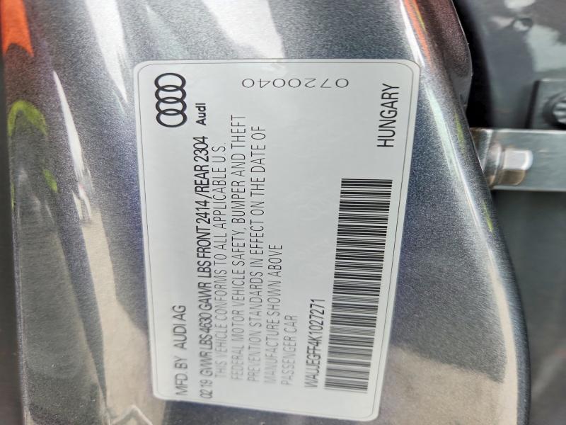 Продажа на аукционе авто 2019 Audi A3, vin: WAUJEGFF4K1027271, номер лота: 54136306