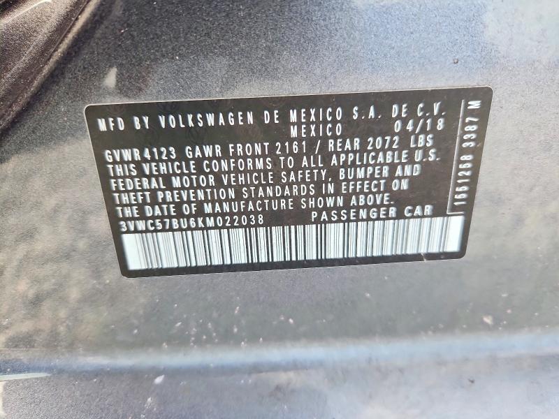 Aukcja sprzedaży 2019 Volkswagen Jetta, vin: 3VWC57BU6KM022038, numer aukcji: 54679636