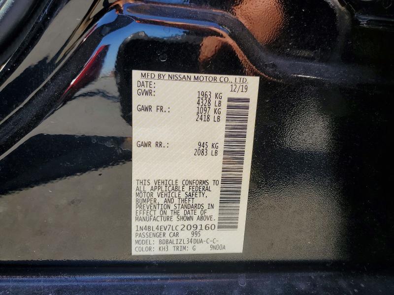 53794906 :رقم المزاد ، 1N4BL4EV7LC209160 vin ، 2020 Nissan Altima مزاد بيع