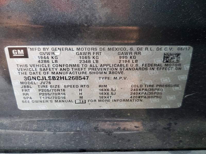 Продаж на аукціоні авто 2017 Chevrolet Trax, vin: 3GNCJLSB2HL268547, номер лоту: 54872996