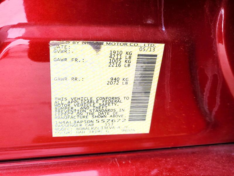 54142696 :رقم المزاد ، 1N4AL3AP5DN557672 vin ، 2013 Nissan Altima مزاد بيع