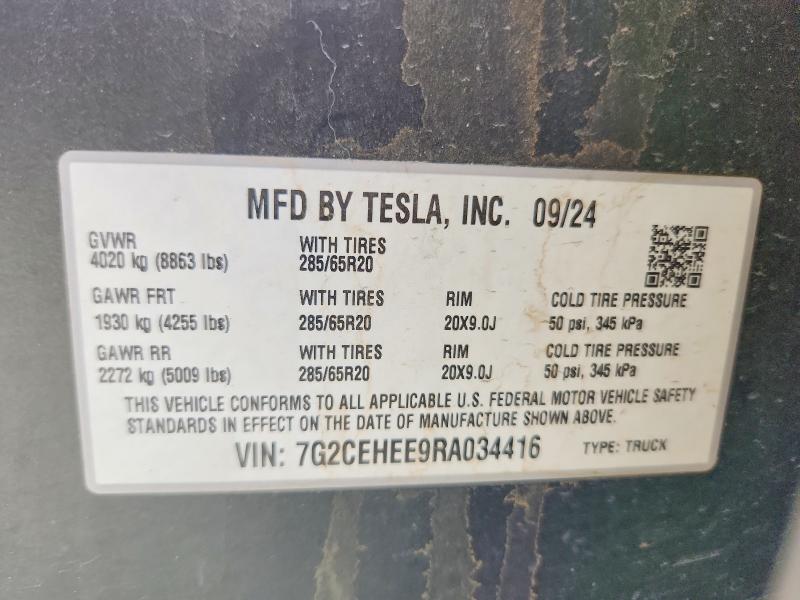 Aukcja sprzedaży 2024 Tesla Cybertruck, vin: 7G2CEHEE9RA034416, numer aukcji: 54910686