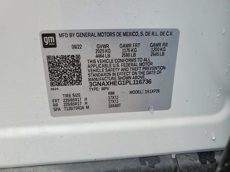 2023 Chevrolet Equinox მანქანა იყიდება აუქციონზე, vin: 3GNAXHEG1PL116736, აუქციონის ნომერი: 52303396